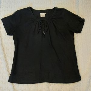 Lantana Casuals Black Linen cap sleeve top Medium Minimalist Boho